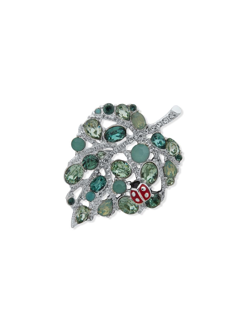 Anne Klein Ladybug On a Leaf in Gift Box Brooches Silver | TAUWZ96290