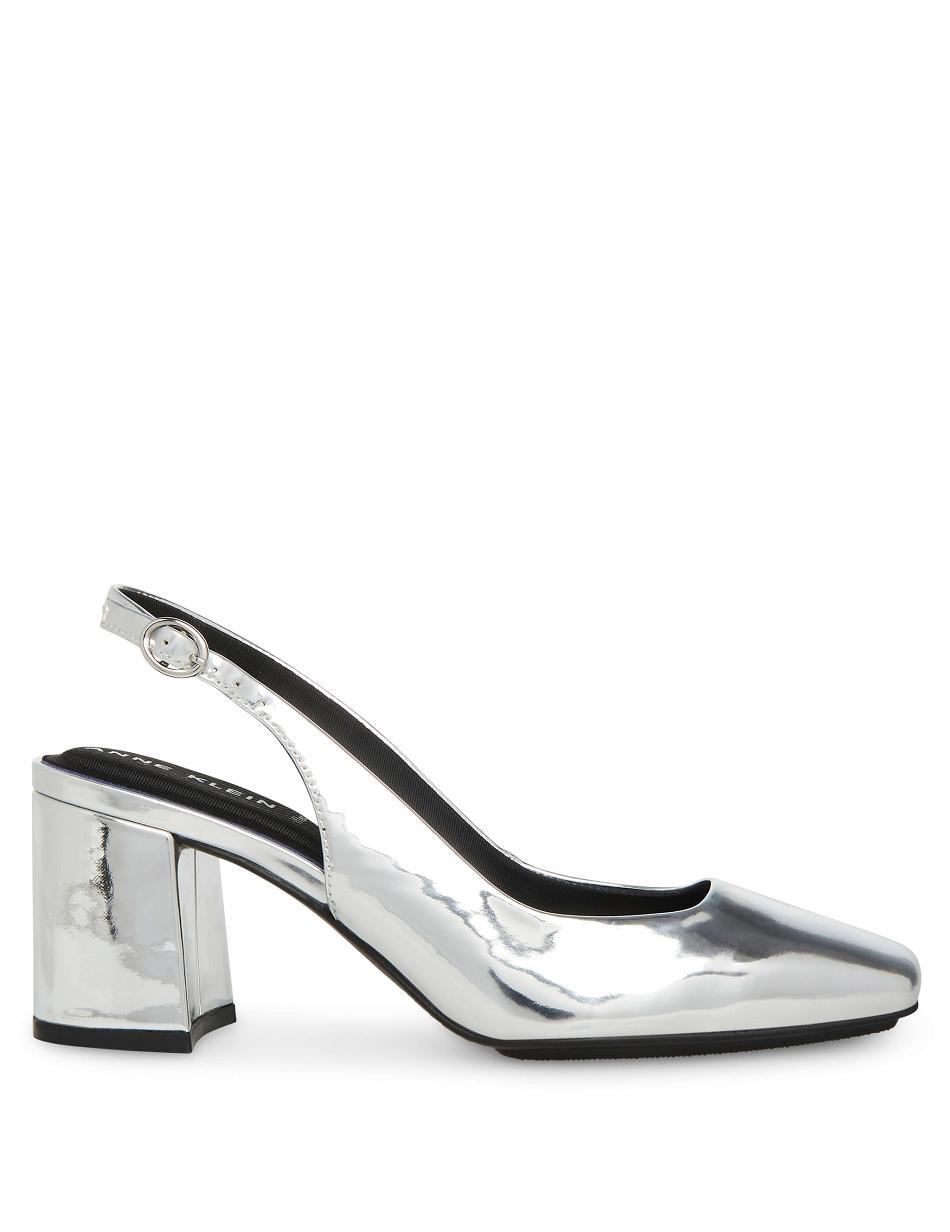 Anne Klein Lizette Sling Back Pumps Heels Silver | AUQCS62776