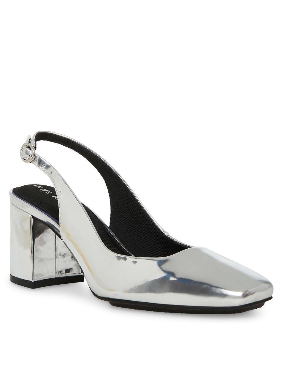 Anne Klein Lizette Sling Back Pumps Heels Silver | AUQCS62776