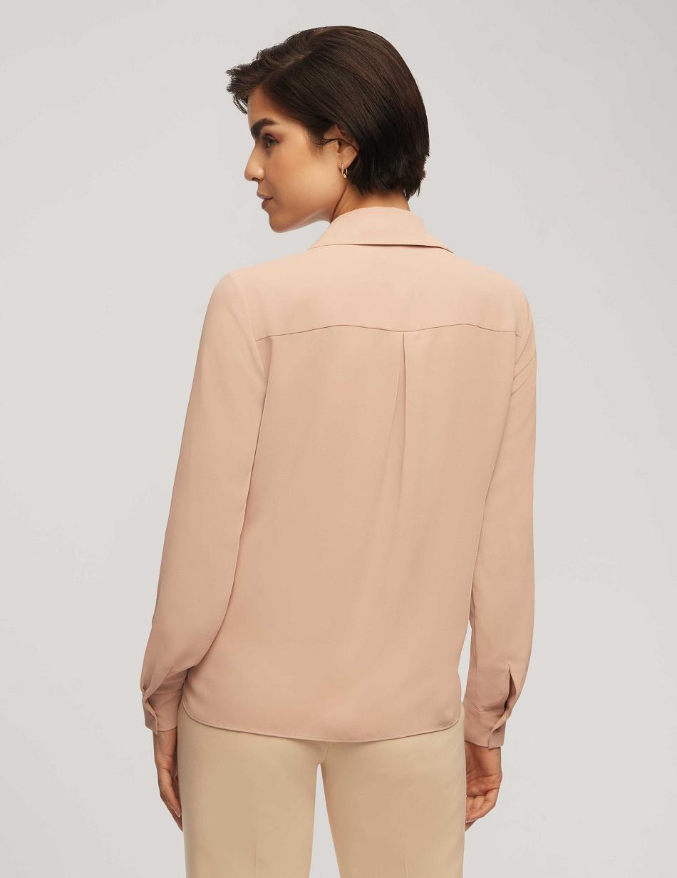 Anne Klein Long Sleeve Crossover Blouse With Collar Tops Pink | AUJZR36315