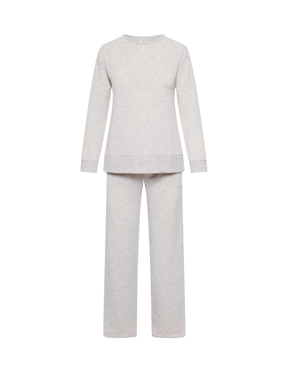 Anne Klein Long Sleeve Pajama Set Sleepwear Grey | MAUFT15537