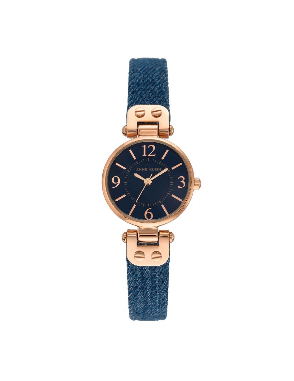 Anne Klein Modern Denim Strap Watch Leather Blue | TAUPQ83885