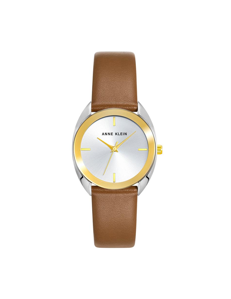 Anne Klein Modern Strap Watch Leather Gold / Silver / Brown | AUJKU84533