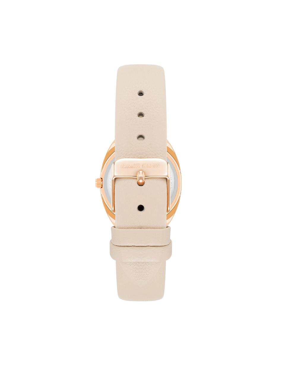 Anne Klein Modern Strap Watch Leather White / Gold | AUNEJ50099