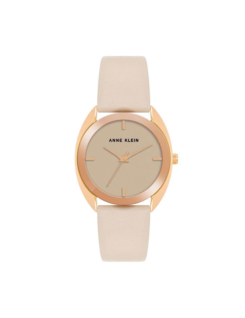 Anne Klein Modern Strap Watch Leather White / Gold | AUNEJ50099