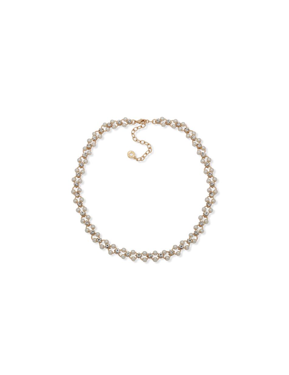 Anne Klein Open Faux Pearl Station Collar Necklace Gold | QAUUV90327