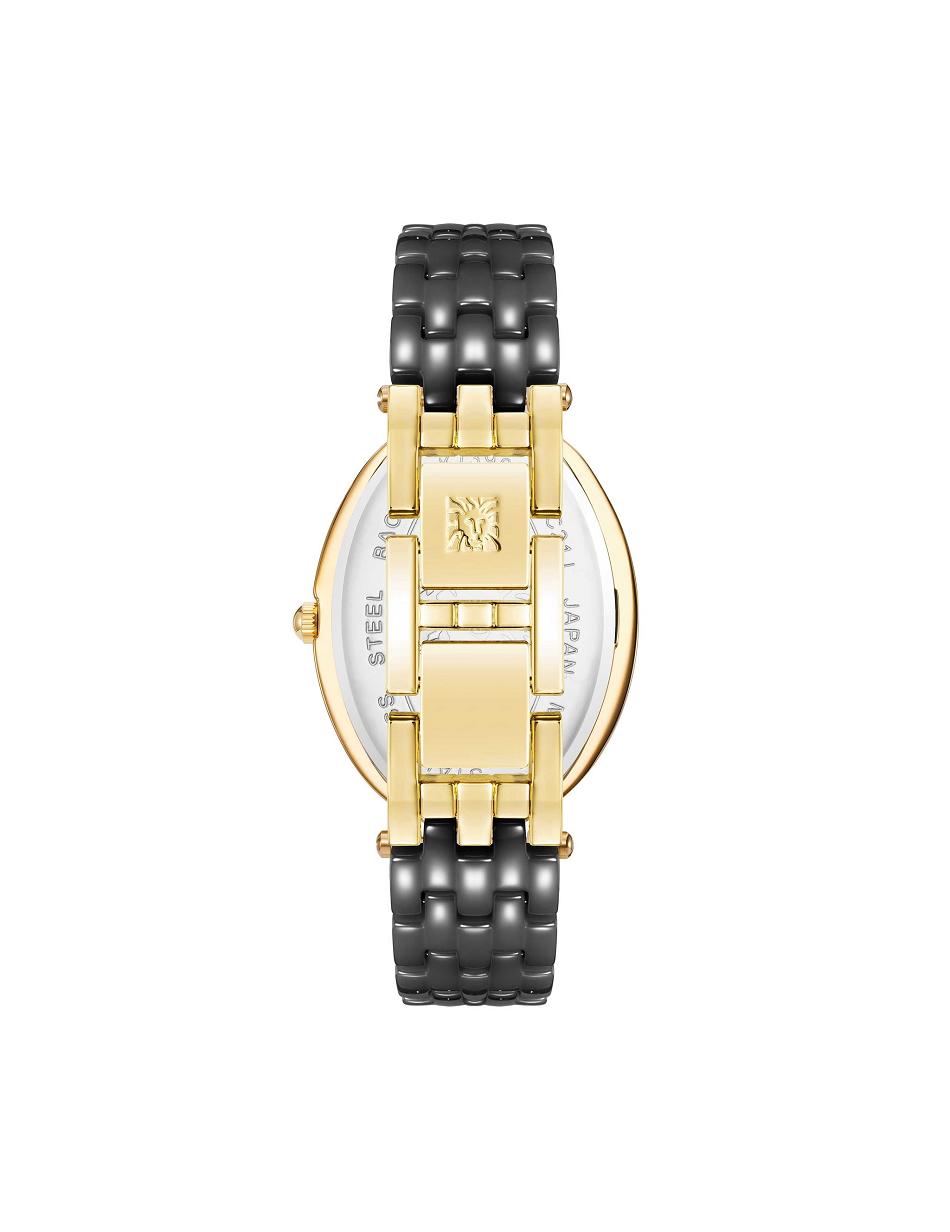 Anne Klein Oval Bracelet Watch Ceramics Black / Gold | AUXMI32150