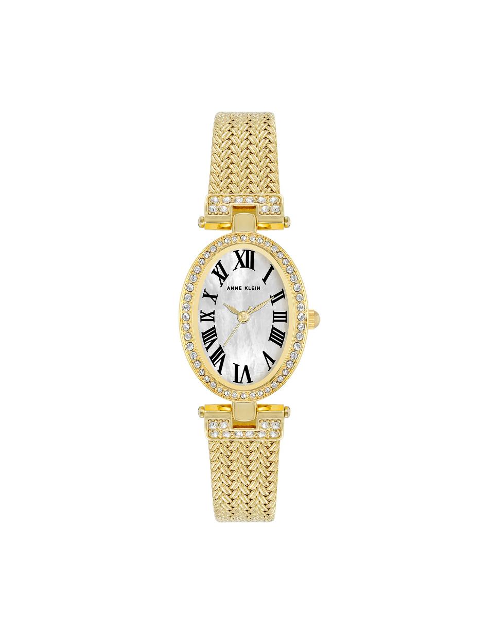 Anne Klein Oval Crystal Accented Mesh Bracelet Watch Metals Gold | EAUHC50852