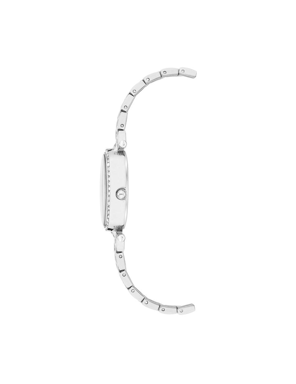 Anne Klein Oval Watch and Bracelet Set with Premium Crystals Metals Silver | AUIIZ63523