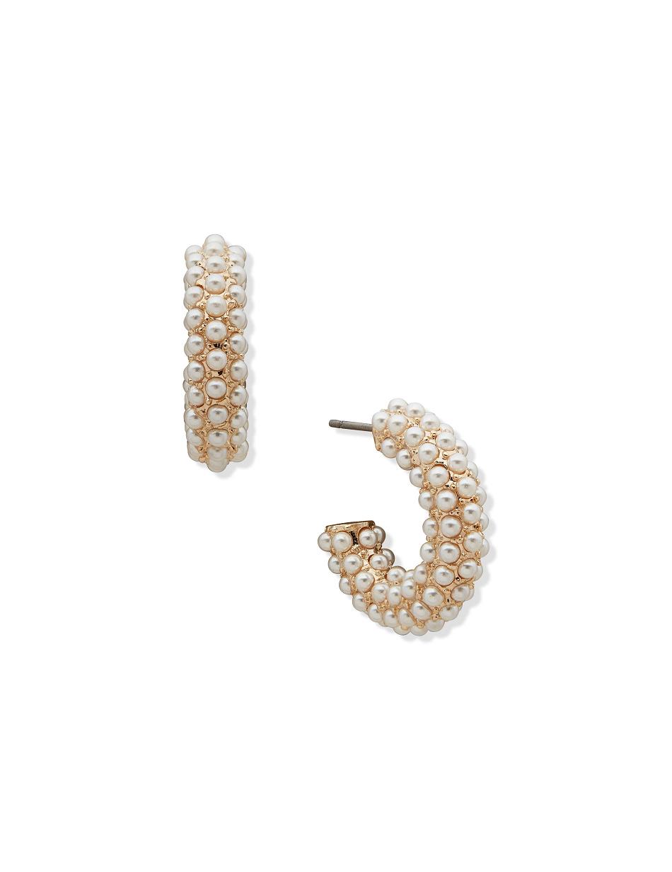 Anne Klein Pearl C Hoop Pierced Earrings Gold | AUCVG59583