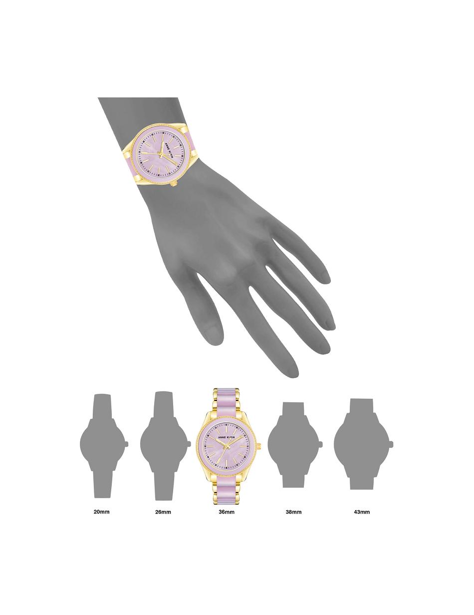 Anne Klein Pearlescent Resin Link Watch Metals Gold / Lavender | AUNEJ96106