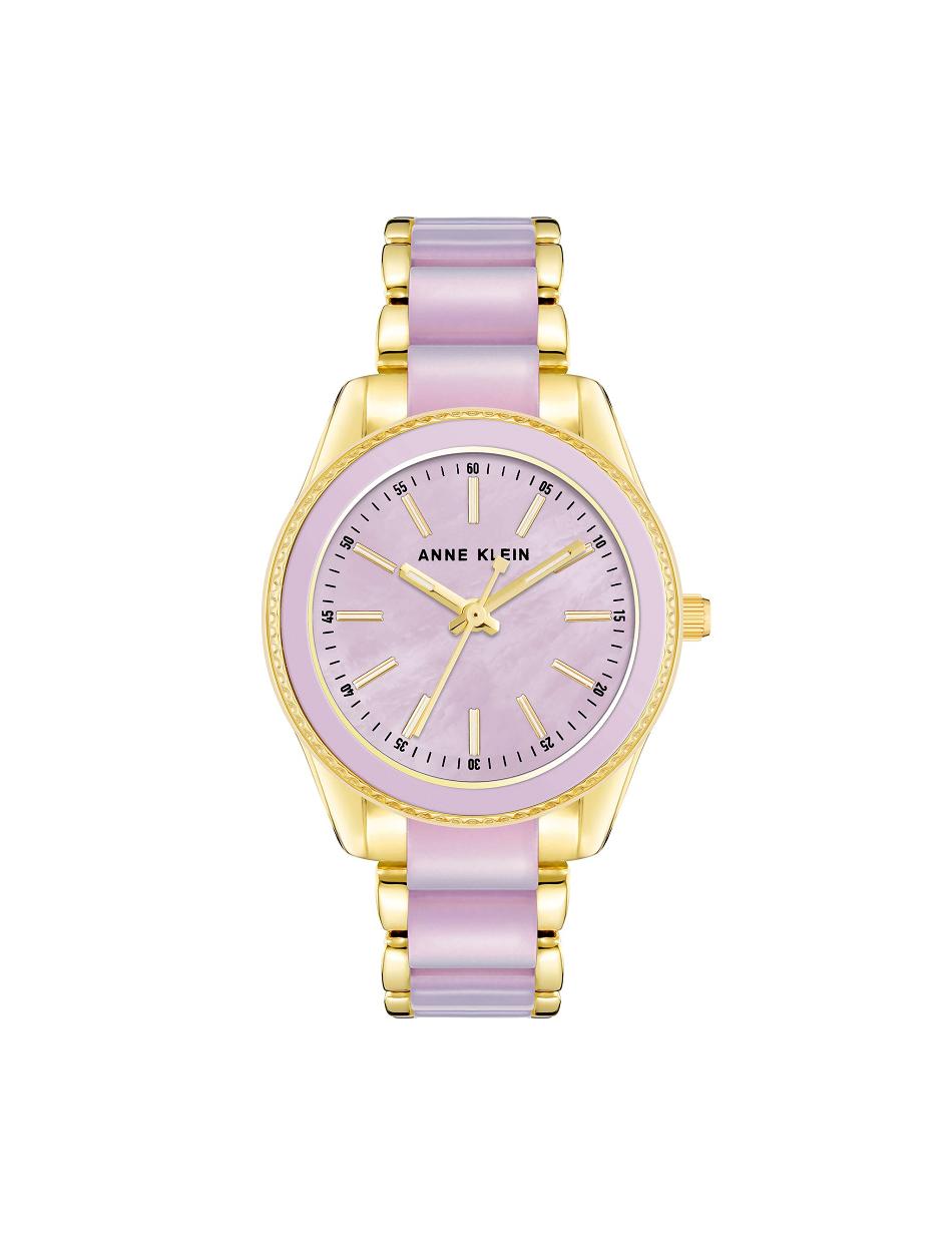 Anne Klein Pearlescent Resin Link Watch Metals Gold / Lavender | AUNEJ96106