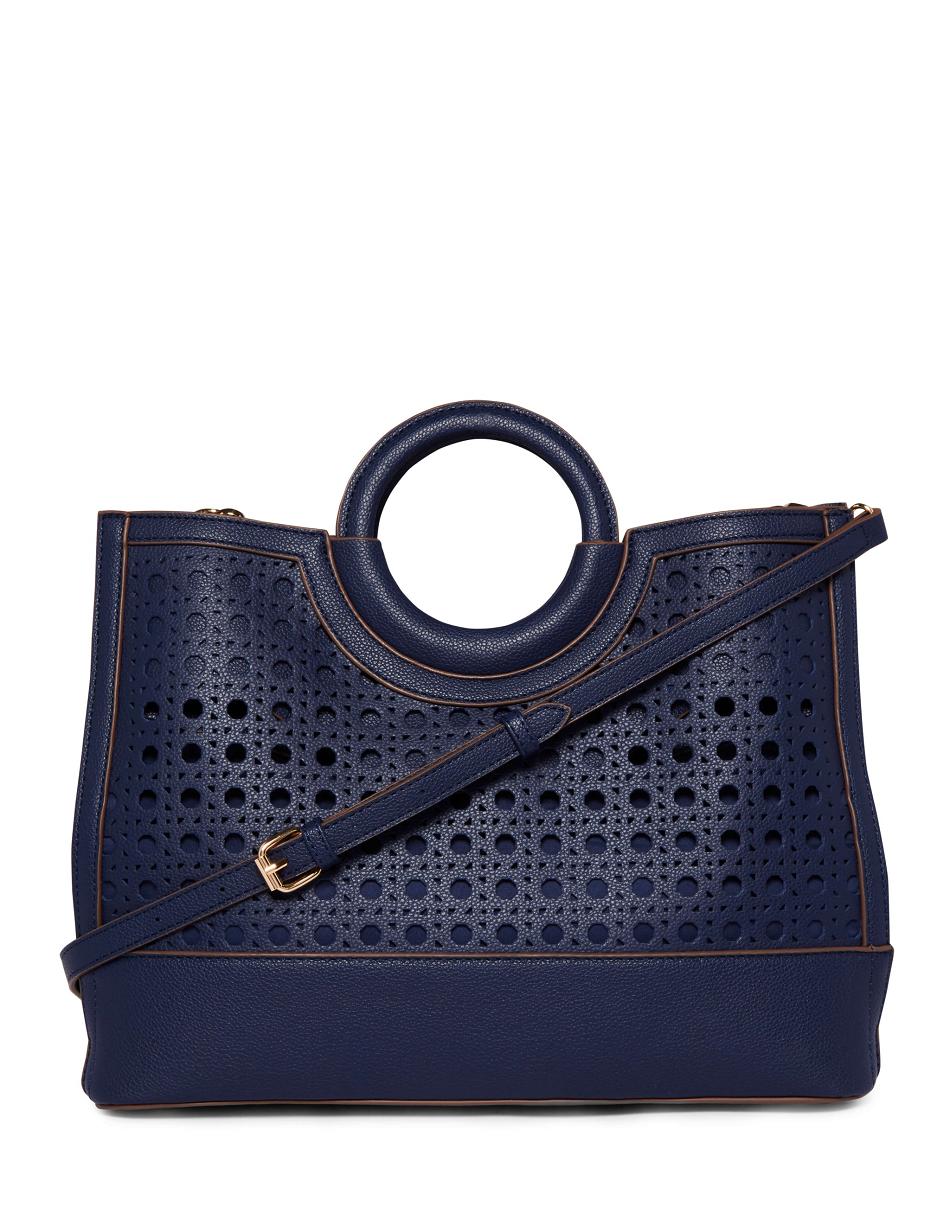 Anne Klein Perforated Rounded Top Handle Satchels Blue / Blue | LAUTR40354