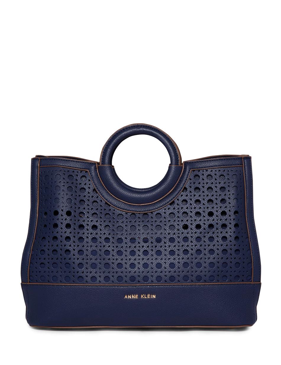 Anne Klein Perforated Rounded Top Handle Satchels Blue / Blue | LAUTR40354