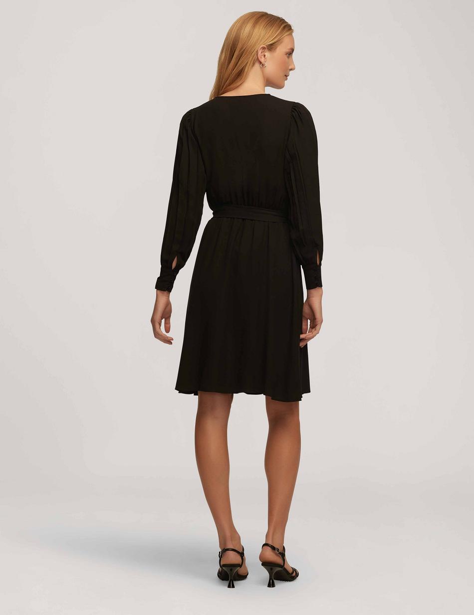 Anne Klein Pleated Sleeve Dress Black | TAUWZ64926