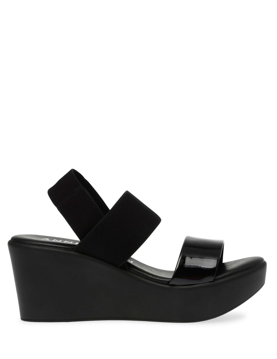 Anne Klein Praga Platform Sandals Wedges Black | AUJKU48861