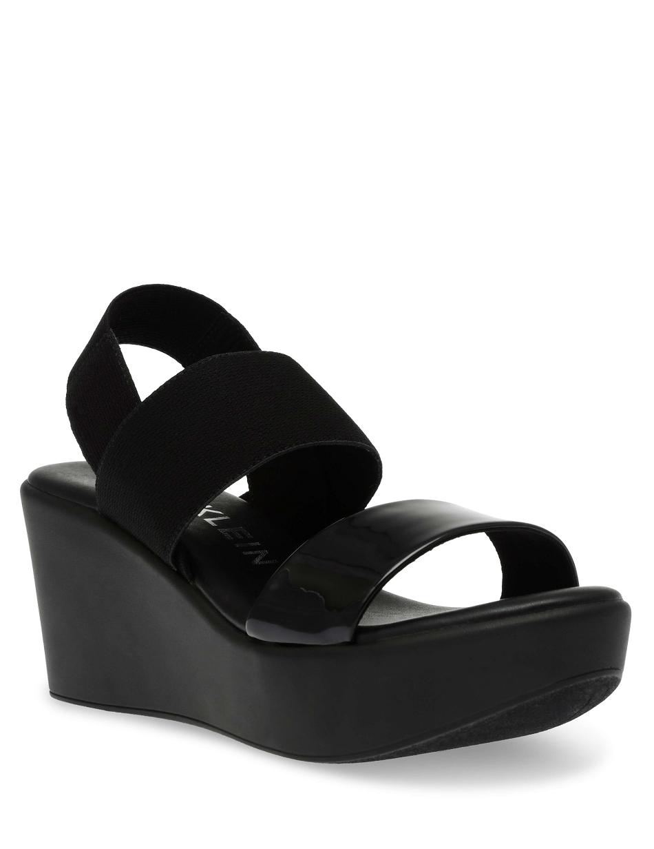 Anne Klein Praga Platform Sandals Wedges Black | AUJKU48861