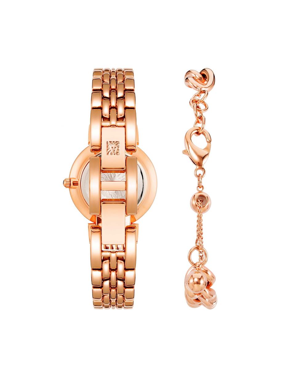 Anne Klein Premium Crystal Watch and Bracelet Sets Green / Rose / Gold | AUJKU20469