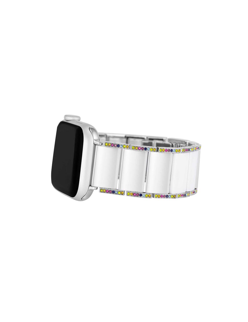 Anne Klein Premium Crystals Ceramic Bracelet Band Apple Watch Accessories White / Silver | AUZDE17263