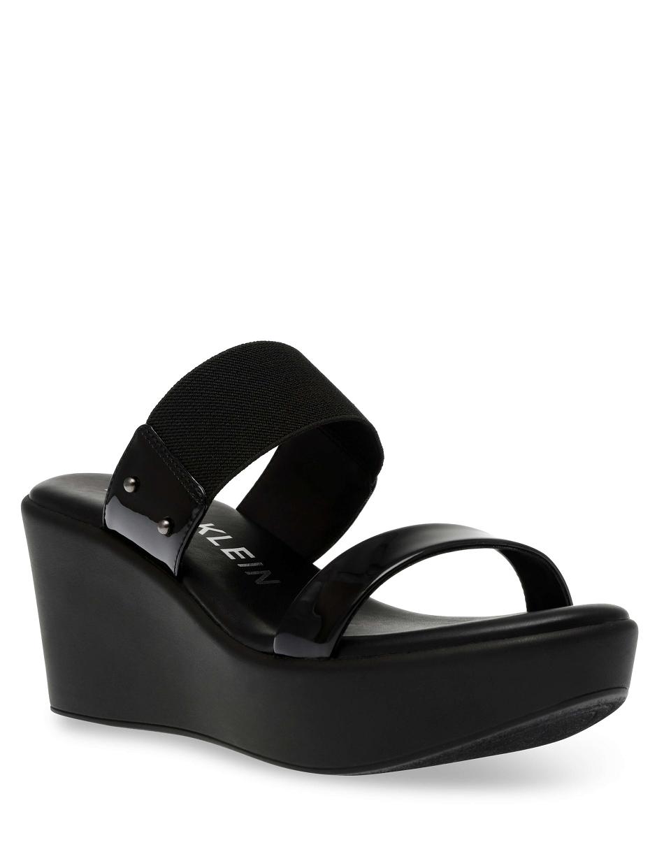 Anne Klein Pylos Platform Sandal Wedges Black | QAUUV85908