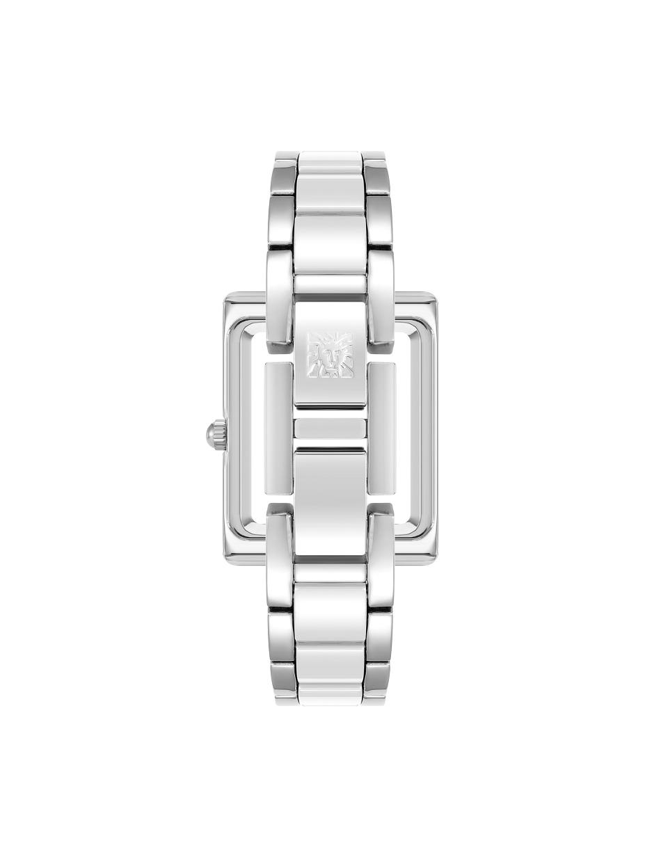 Anne Klein Rectangular Case Bracelet Watch Ceramics Silver / White | AUCIF25981