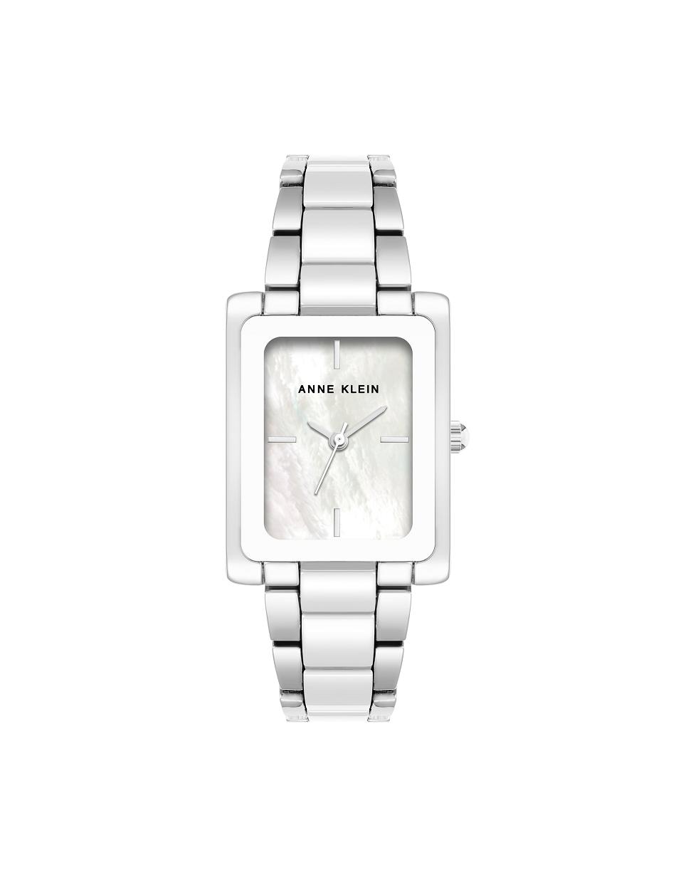 Anne Klein Rectangular Case Bracelet Watch Ceramics Silver / White | AUCIF25981