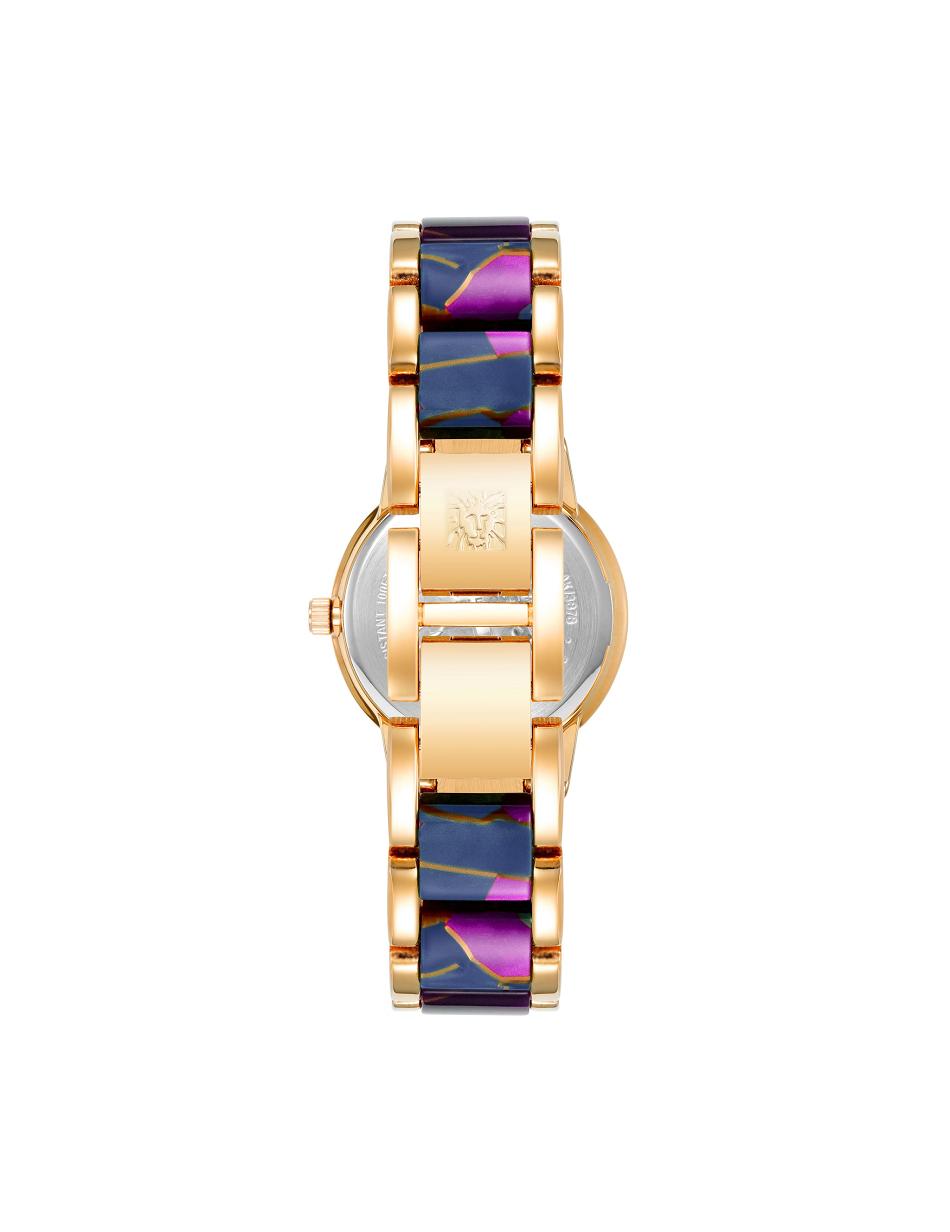 Anne Klein Resin Link Bracelet Watch Metals Navy / Purple | AUNZX99261