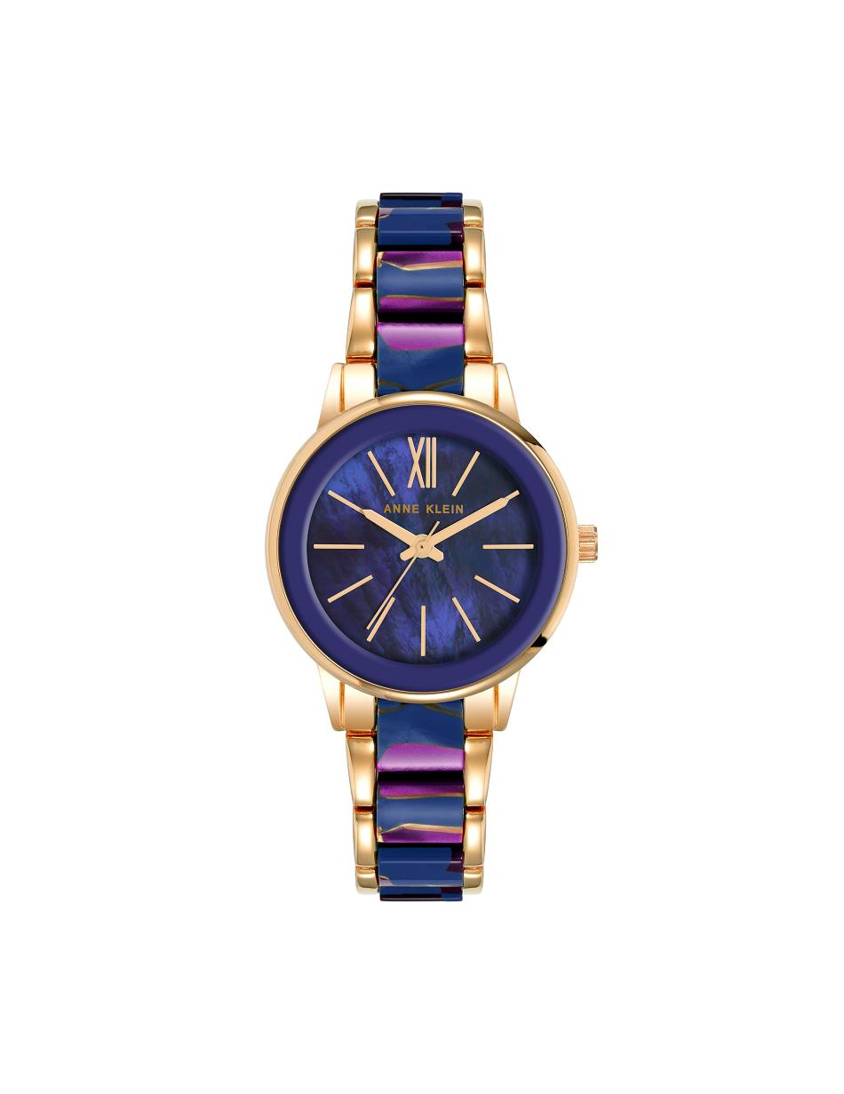 Anne Klein Resin Link Bracelet Watch Metals Navy / Purple | AUNZX99261