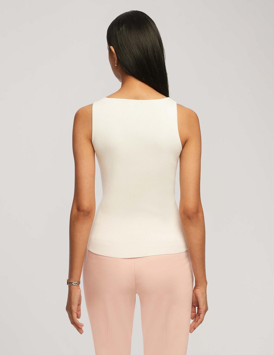 Anne Klein Rib Tank With Directional Neck Tops White | AUNZX37327