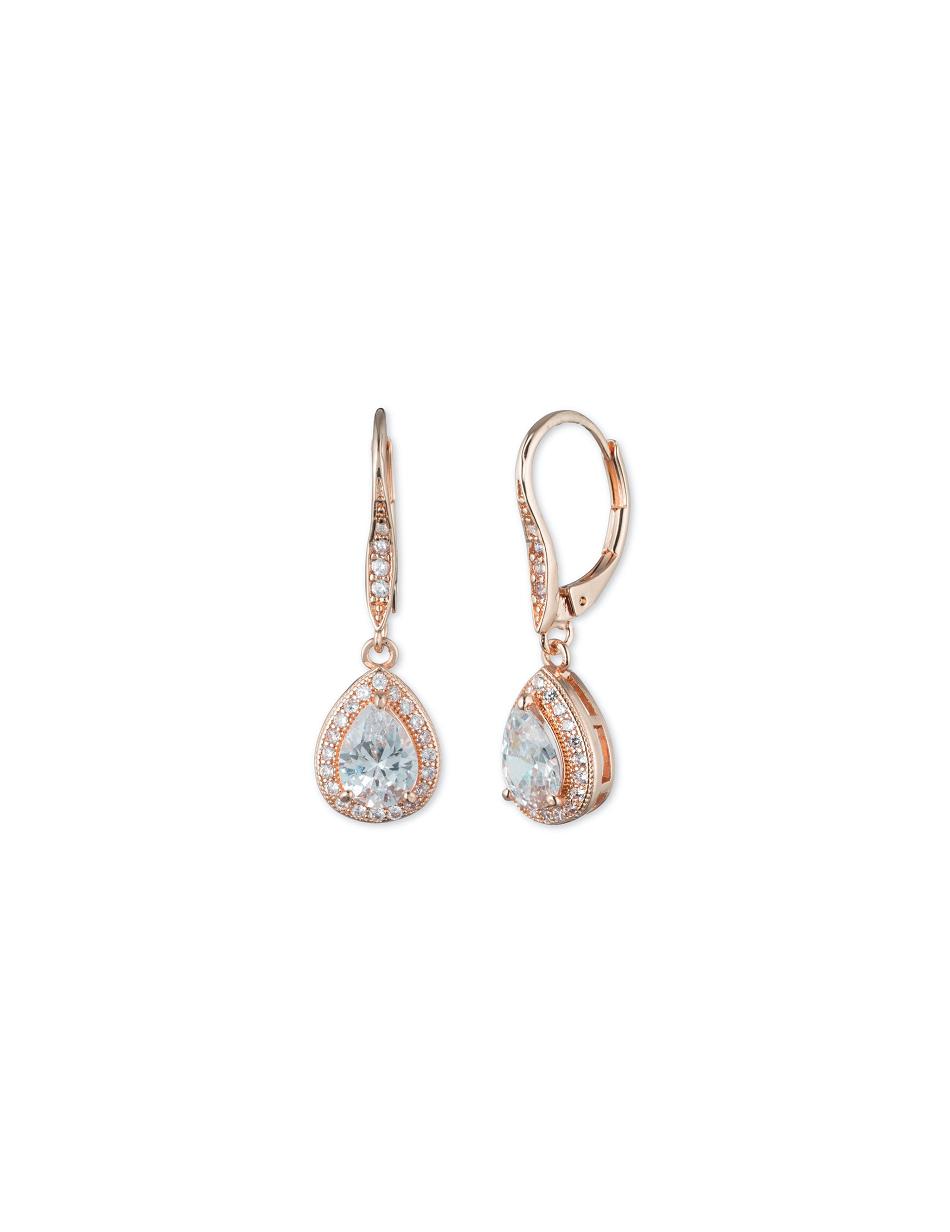 Anne Klein Rose Gold-Tone Cubic Zirconia Halo Drop Earrings Rose / Gold | AUCVG10279