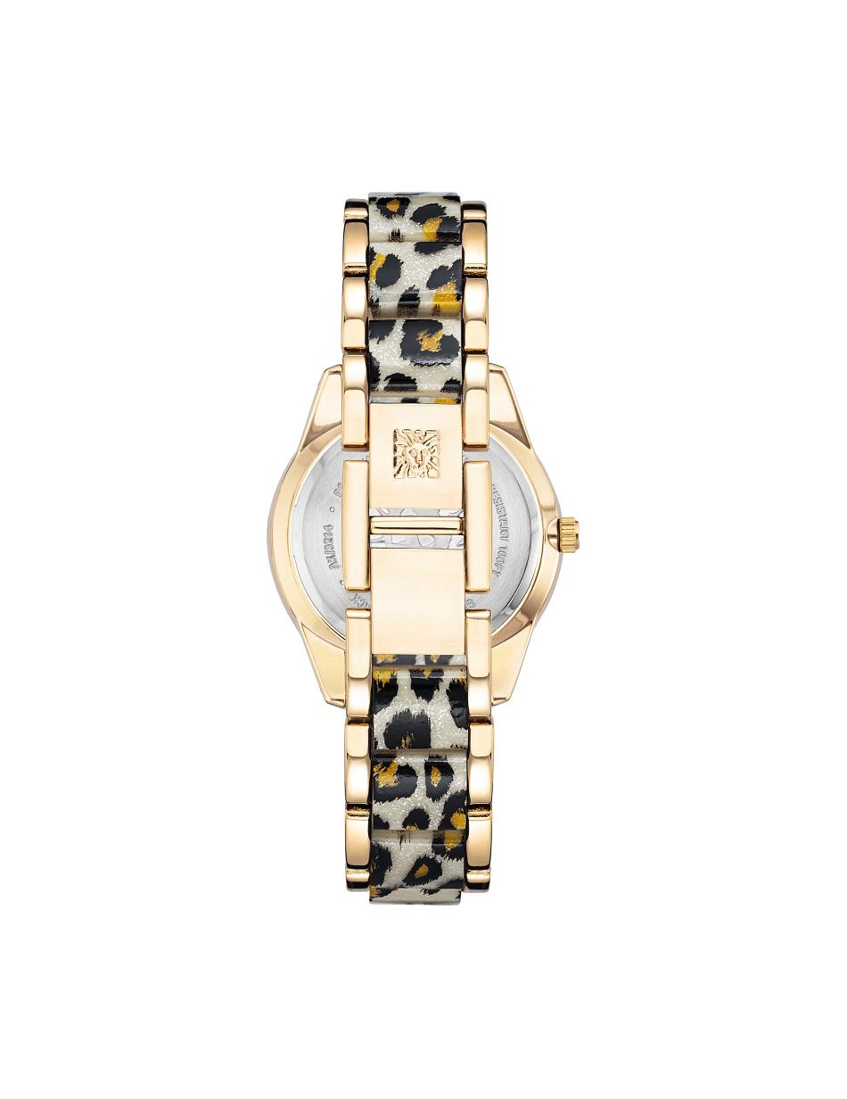 Anne Klein Shimmer Leopard Print Resin Link Watch Metals Gold / Leopard | XAUBH28129