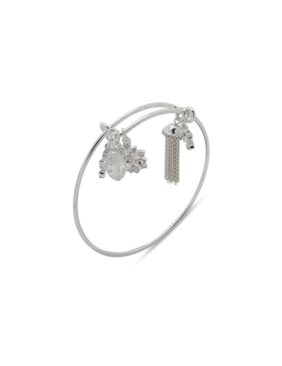 Anne Klein Snowflake Charm Crystal in Gift Box Bracelet Silver | GAUEC68845