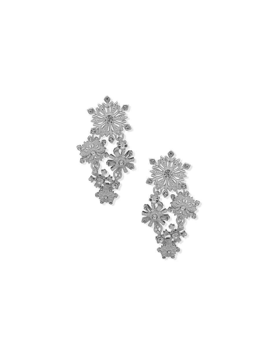 Anne Klein Snowflake Statement Post Drop Pierced Earrings Silver | SAUNY80266