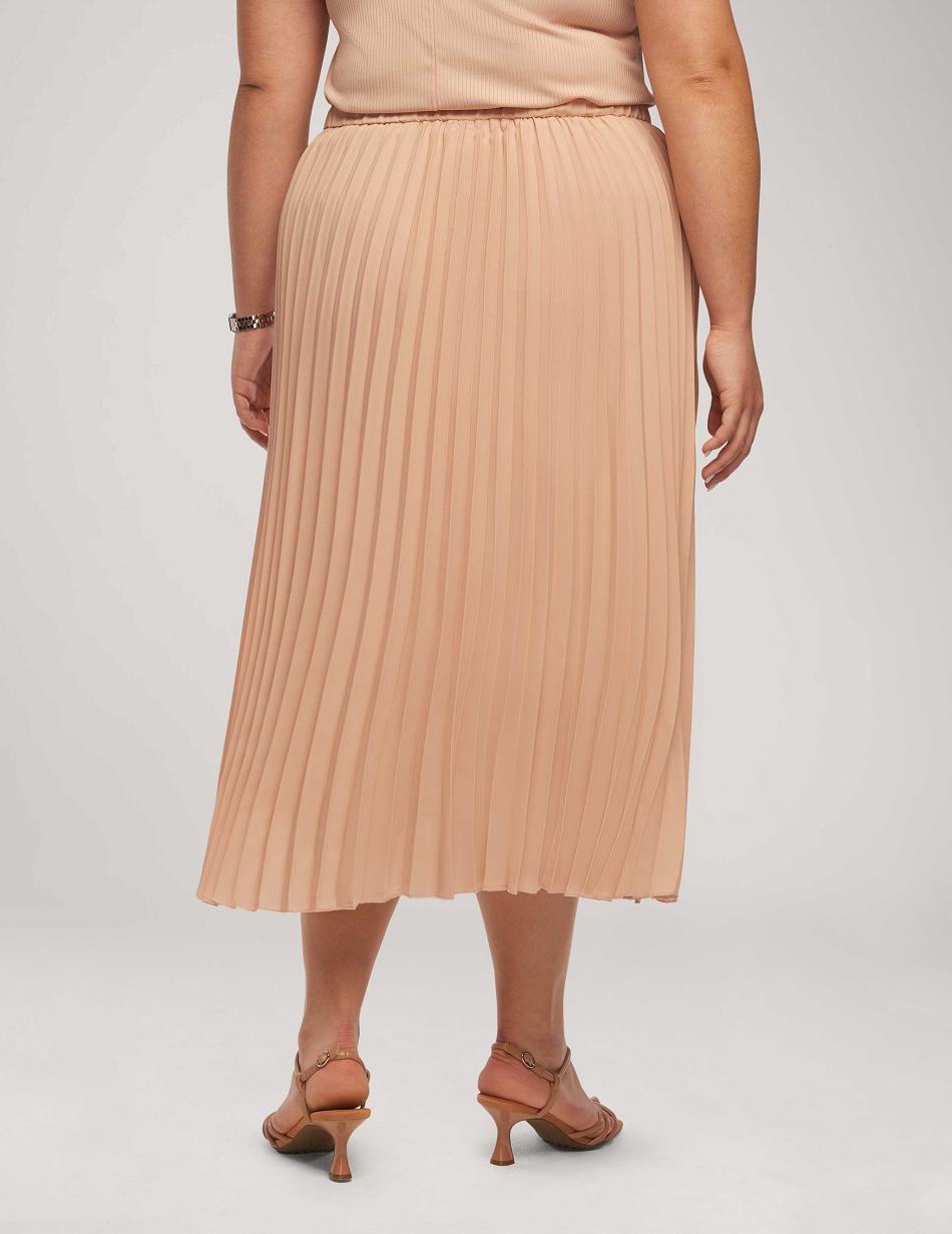 Anne Klein Solid Pull On Pleated Skirt Plus Size Pink | AUCIF41545