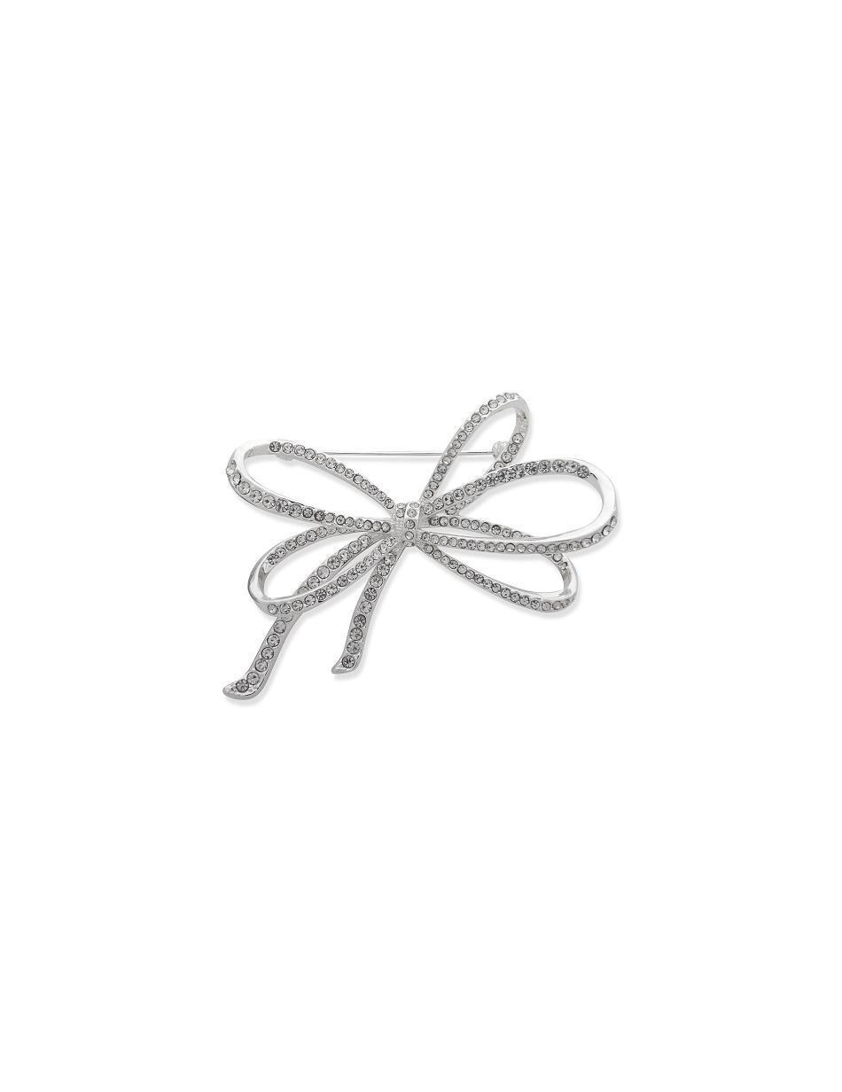 Anne Klein Sparkling Bow Brooch Brooches Silver | QAUUV37861