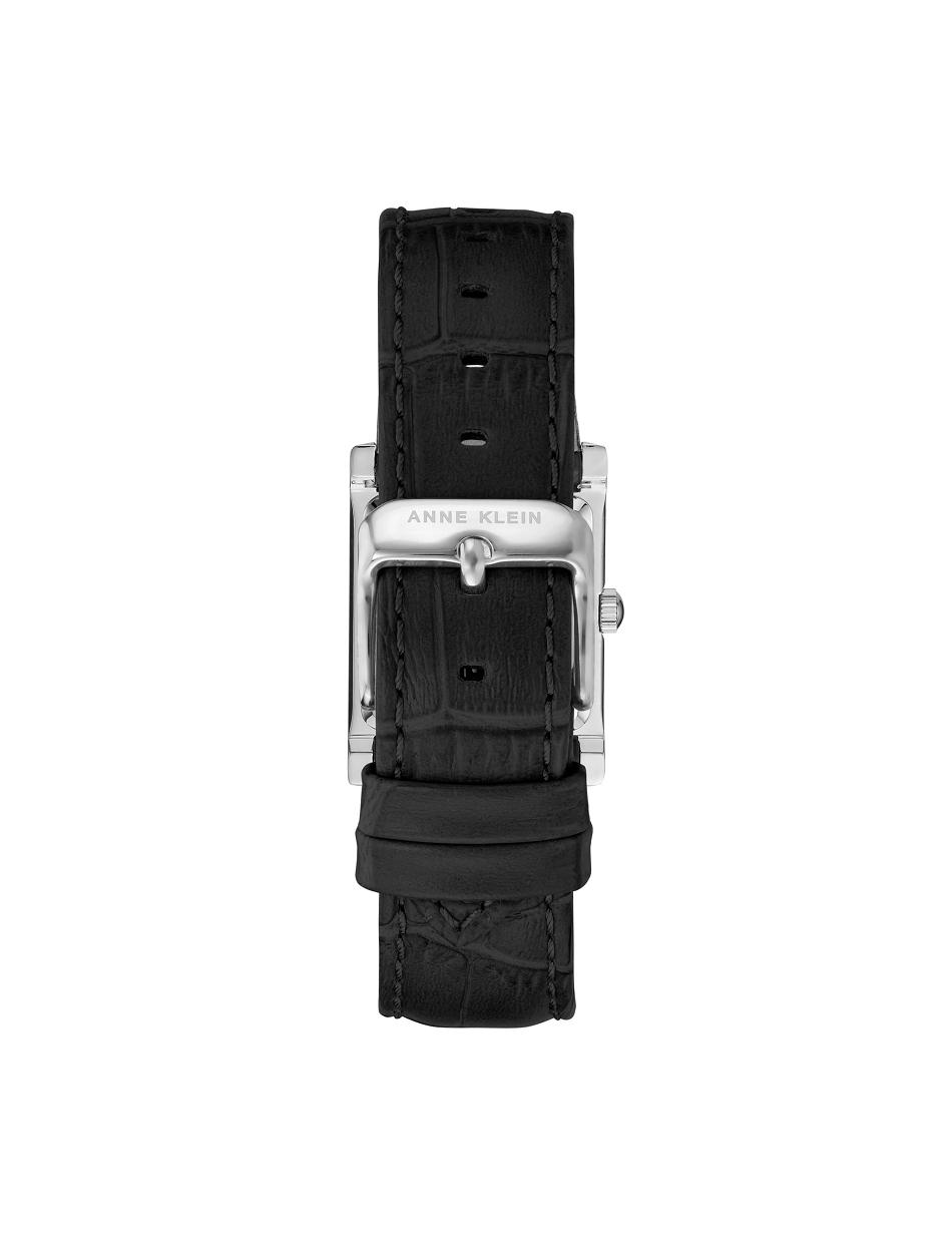 Anne Klein Square Case Leather Strap Watch Metals Black / Silver | TAUWZ23845