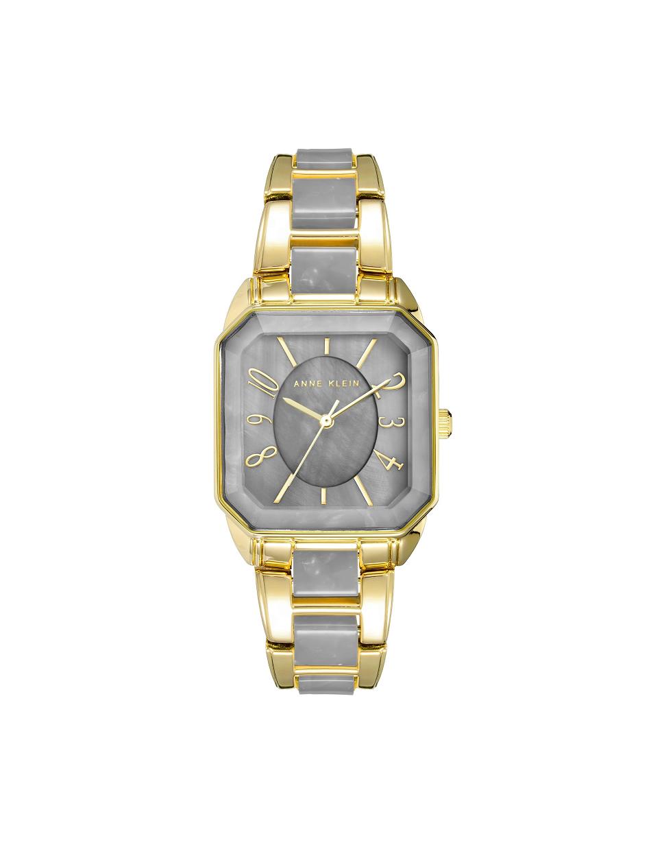 Anne Klein Square Case Resin Link Bracelet Watch Metals Grey / gold | GAUEC29647