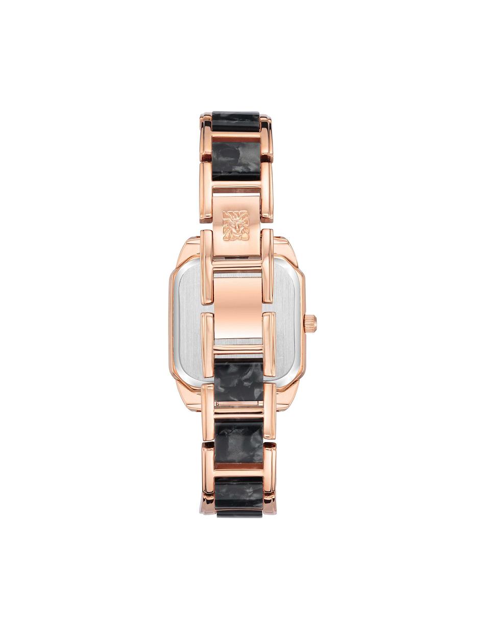 Anne Klein Square Case Resin Link Bracelet Watch Metals Rose / Gold / Grey | LAUTR39818