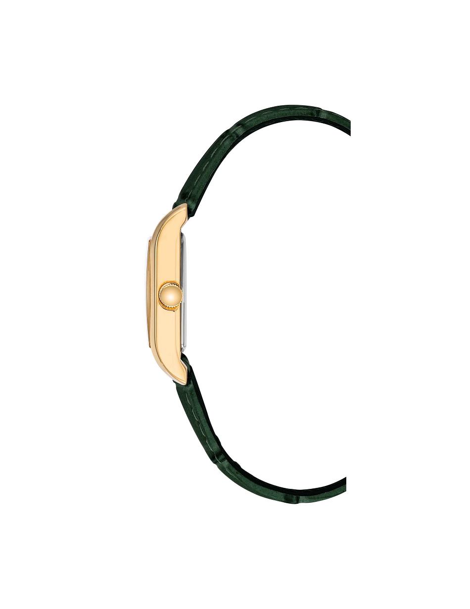 Anne Klein Square Case Strap Watch Leather Green / gold | PAUQX34261