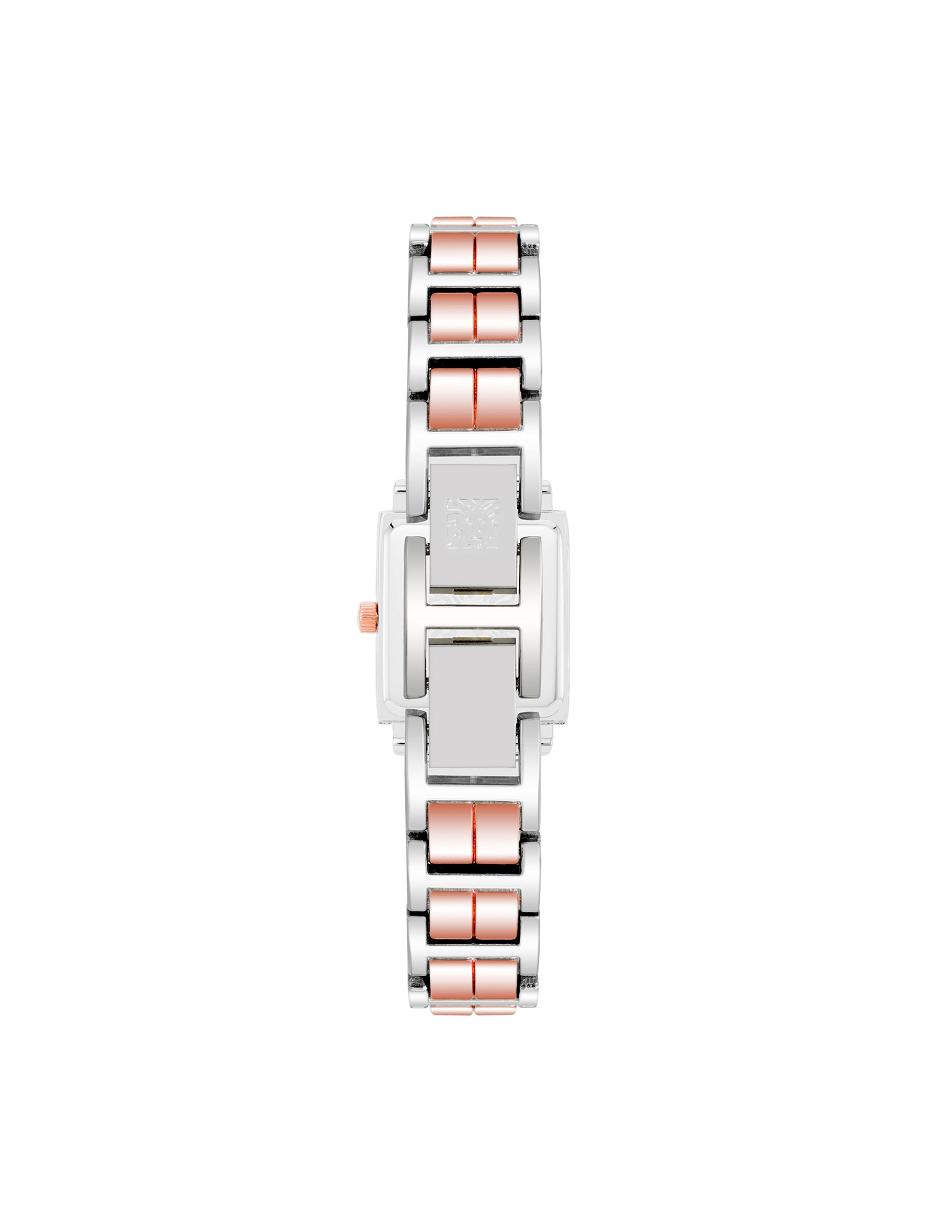 Anne Klein Square Case Two-Tone Bracelet Watch Metals Silver / Rose / Gold | LAUSX73142