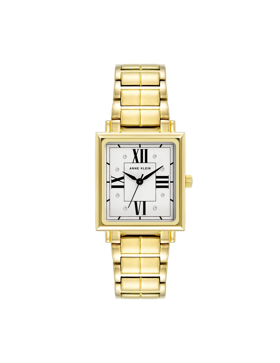 Anne Klein Square Crystal Accented Dial Watch Metals Gold | AAUWC37241