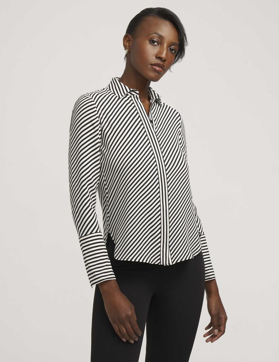 Anne Klein Stripe Blouse With Slit Cuffs Best Sellers Stripes | AUJVR40818