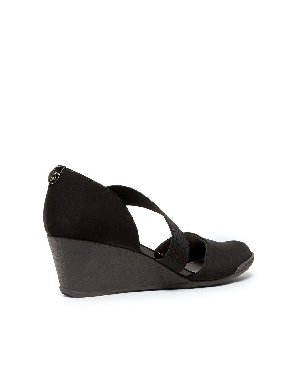 Anne Klein Tara Strap d'Orsay Wedge Heels Black | AUEAH49844