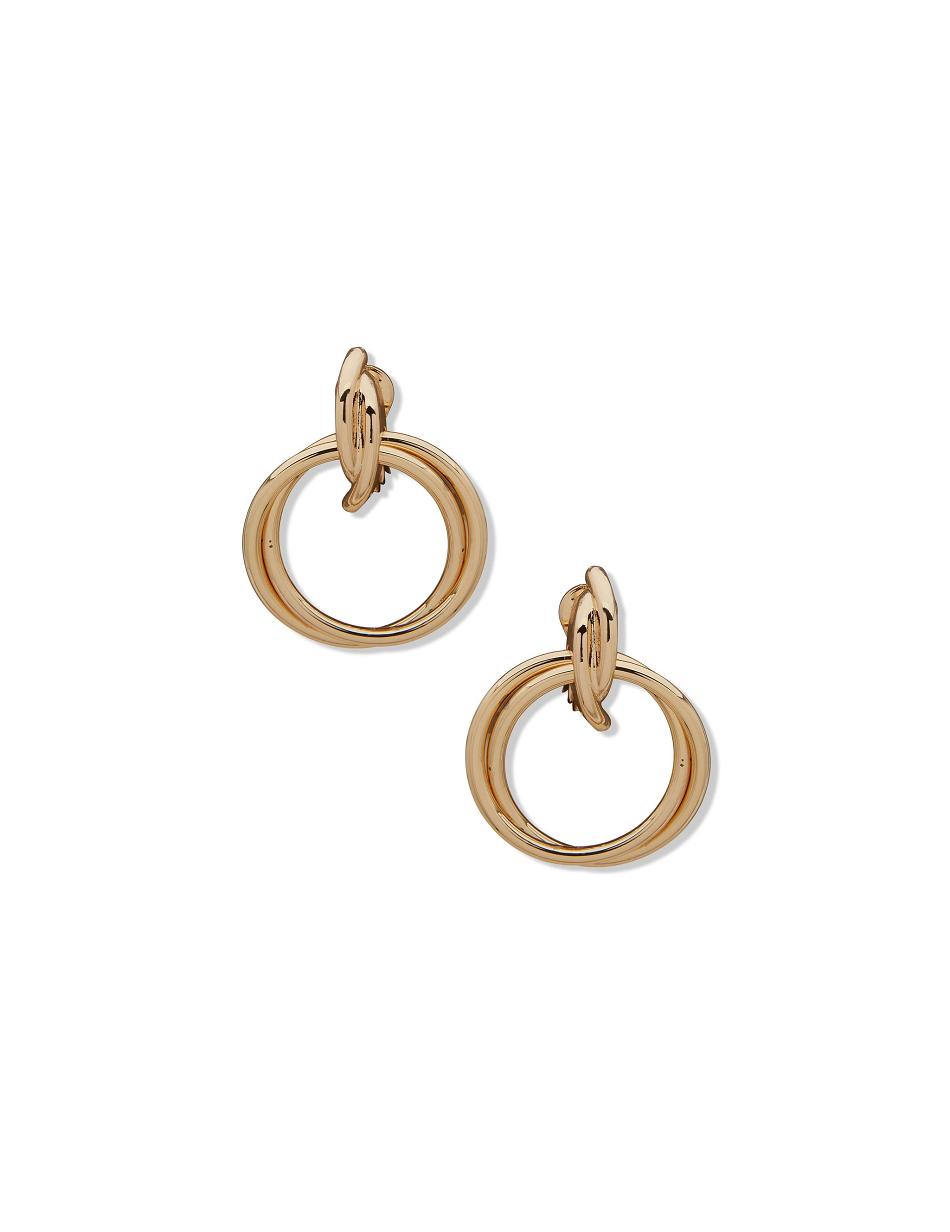 Anne Klein Textured Drop Hoop Clip Earrings Gold | QAUUV80310