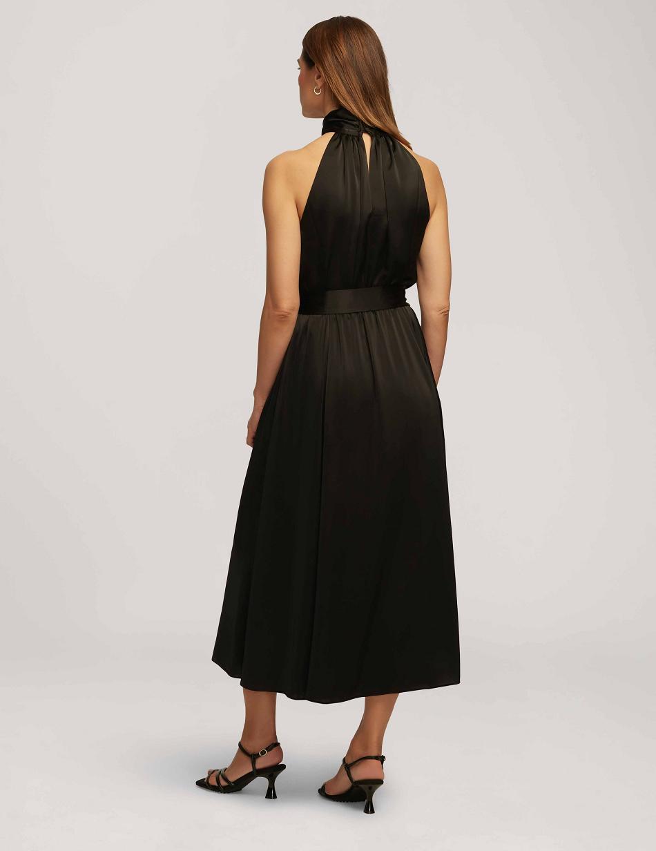 Anne Klein Twist Neck Halter Midi Dress Black | SAUVO12868