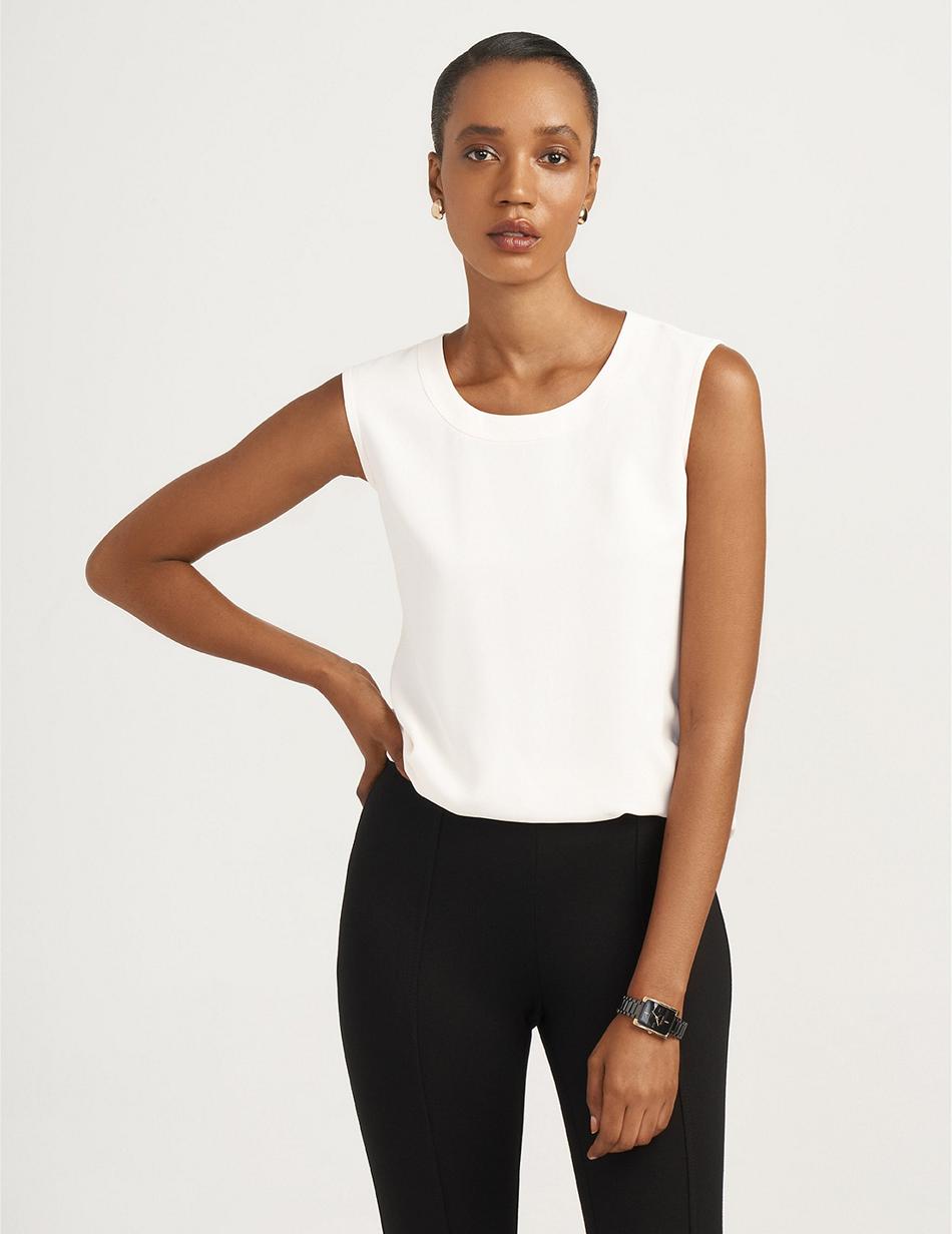 Anne Klein U-Neck Sleeveless Shell Best Sellers White | AAUWC52876