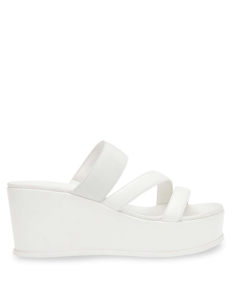 Anne Klein Velma Flatform Sandal Wedges White | SAUNY64980