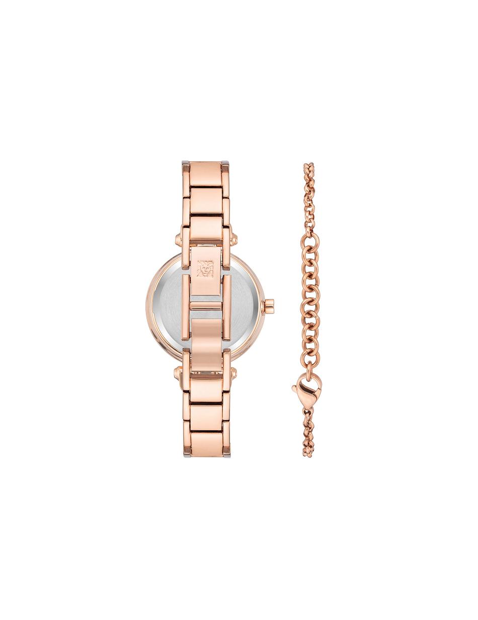 Anne Klein Watch and Bracelet with Premium Multicolored Crystals Sets Rose / Gold / Black | AAUDF15731