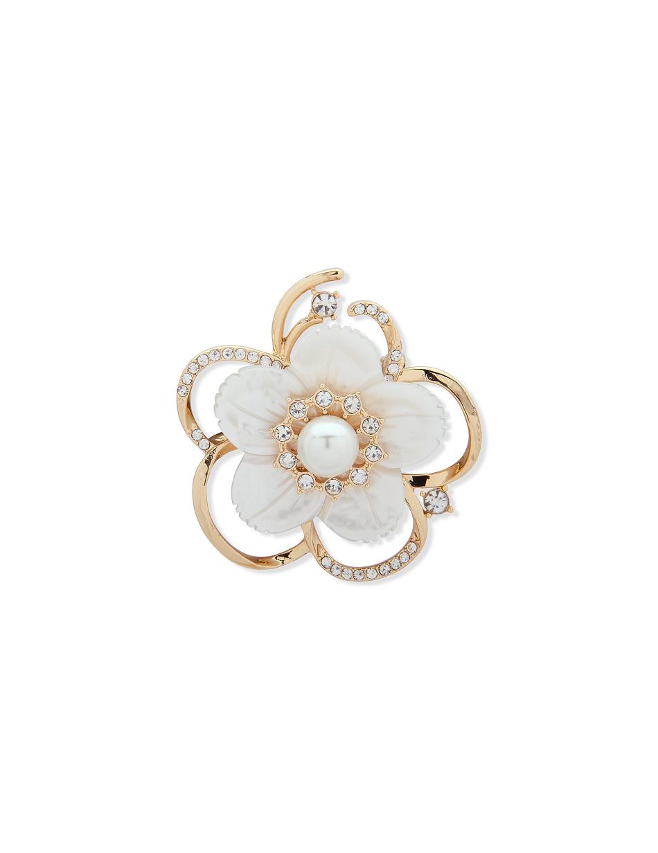 Anne Klein White Flower Brooch Gold Brooches White / Flower / Gold | PAUQX27147