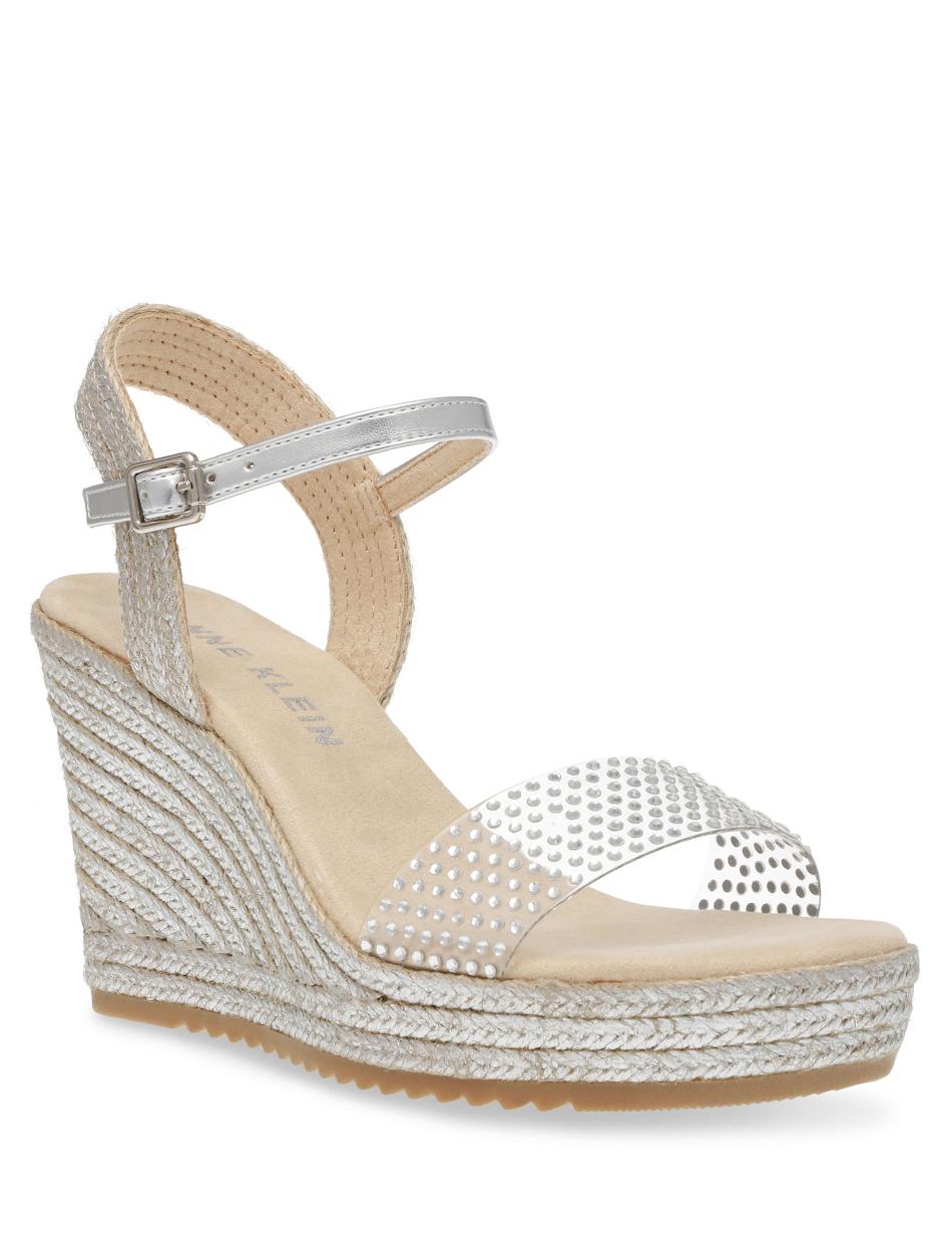 Anne Klein Wylie Crystal Wedges Silver | MAUFT78812